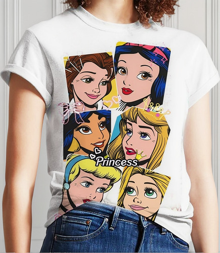 Playera Blanca Nieves Frozen Cenicienta Jazmin Princesas