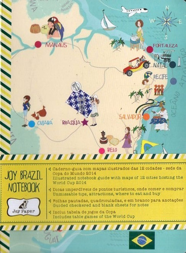 Joy Brazil Notebook  Cuaderno Con Mapas Y Datos En Portugues