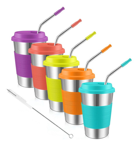 Vaso Acero Inoxidable Kereda Para Adulto 16 Onza Funda Tapa