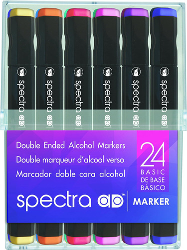 Ad Marker Chartpak Spectra, Tri-nib Y Brush Dual-tip, 24 1