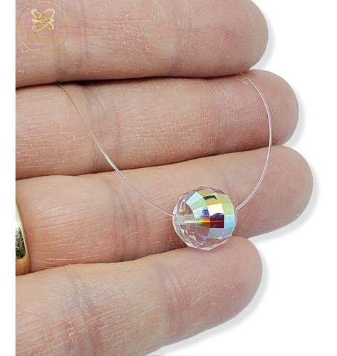 Imagen 2 de 5 de Cadena Plata Tanza + Dije Cristal Swa Bola 12mm