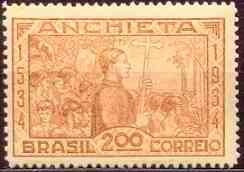 Selo Brasil,padre Jose De Anchieta 200r 1934,novo.ver Descr.