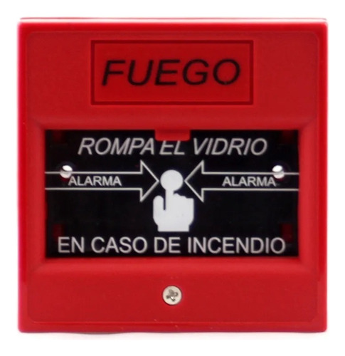 Pulsador Avisador Botón Manual Incendio Económico Con Vidrio