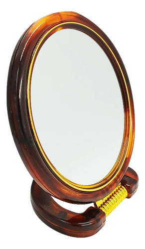 Espelho Grande Dobrável De Mesa Dupla Face Com Aumento Cor da moldura Marrom-escuro