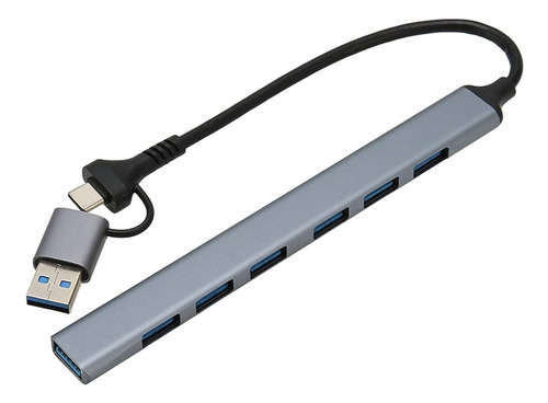 Hub Hrebos 1 Entrada Usb E 7 Usb De Saida Prata