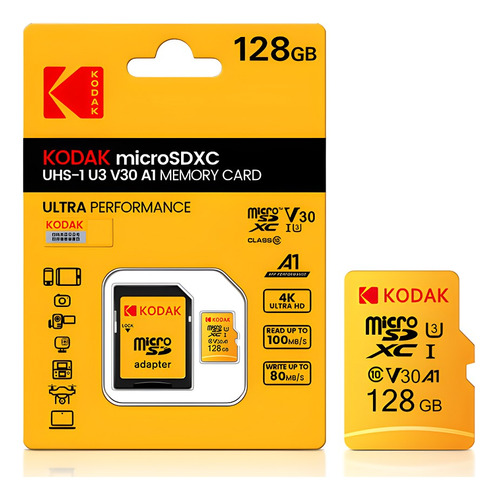 Memoria Micro Sd Kodak 128gb Clase 10 Con Adaptador