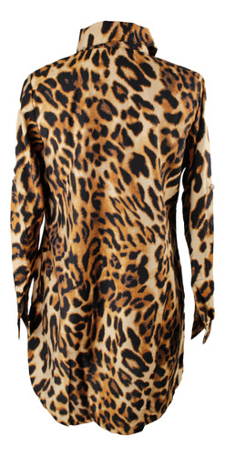 Poli Vestido Lino Prada Mujer Casual Leopardo