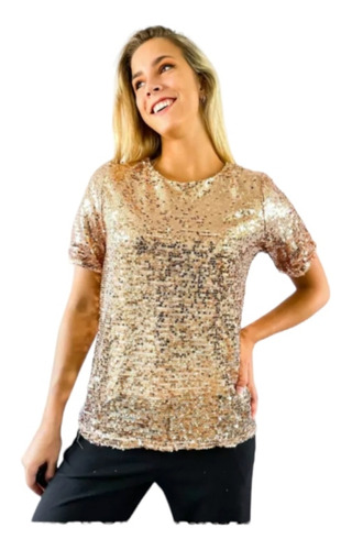 Remera Blusa Lentejuelas Mujer Fiesta