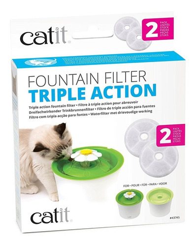 Pack 2 Filtros Fuentes Agua Cat It Senses O Flower Pet Time