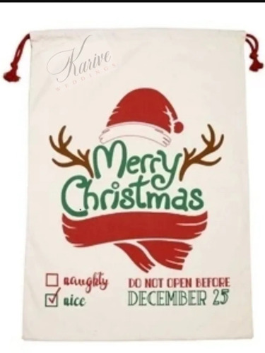 Imagen 1 de 6 de 2 Costal Navideño Santa Claus Bolsa Regalo Navidad 50x70cm