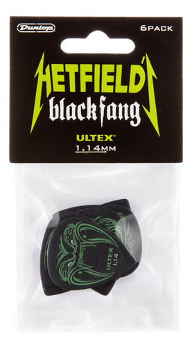 Kit 6 Palhetas Dunlop Ultex Hetfield's Black Fang Ph112 Tamanho 1.14