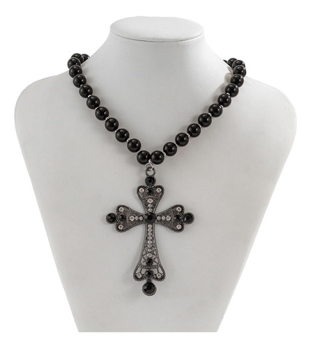 Collar Gótico Collares De Cruz De Perlas Collar De Cruz Gran