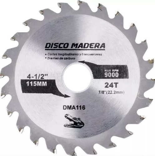 Disco De Sierra Dim116 115mm 24 Dientes 9000rpm Max