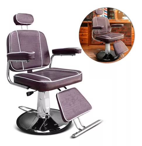 Cadeira Poltrona Barbeiro Arizona Com Apoio De Perna - Fabricante: Darus  Design - Cor: Marrom Croco