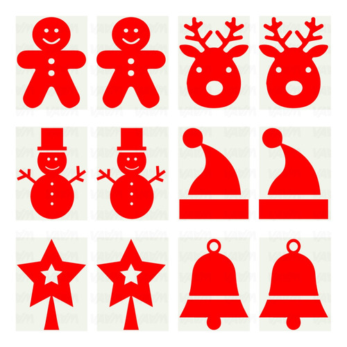 Vinil Adhesivo Sticker Navidad / Christmas / Figuras / 30pzs