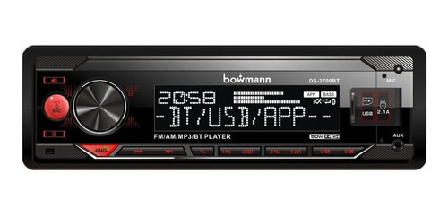 Imagen 1 de 1 de Radio para carro Bowmann DS-2700BT con USB, bluetooth y lector de tarjeta SD