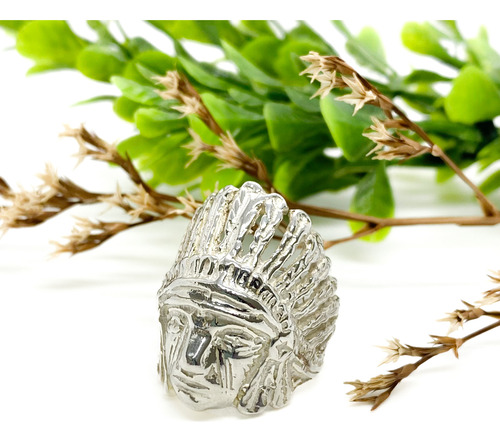 Anillo Indio Cacique Plata 925 Macizo T:15
