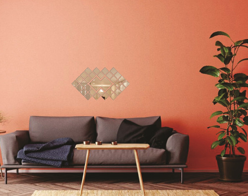 Imagem 4 de 9 de Espelho Decorativo Acrílico Enfeite Losangulo 39x70 Cm 38193