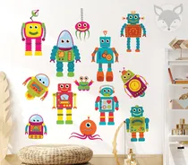 Comprar Vinilo Decorativo Pared Infantil Robots  Pc05a 100cm