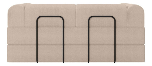 Sofá Cama Modular Mônaco Retrátil Confortável Bouclé Bege Bege