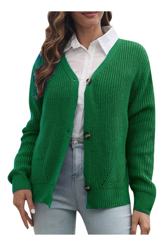 Suéter Para Mujer I4 Top De Punto Suelto Con Botones De Colo