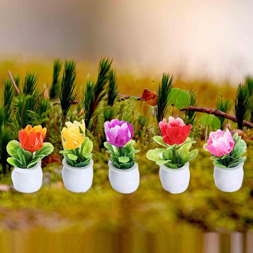 5x Mini Maceta Casa De Muñecas Planta Bonsái En Miniatura