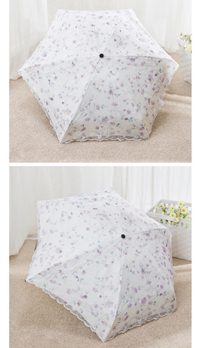 Sombrilla De Encaje Con 5 Capas Plegables, Antiuv, Sol Y Llu