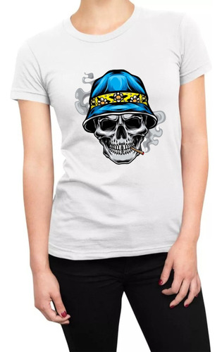 Playera Día Muertos Halloween Calavera Fumando Personalizada