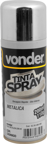 Tinta Em Spray Metálica Cromada Com 200 Ml Vonder