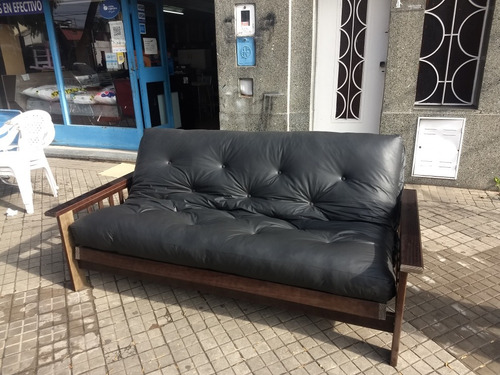 Futon 3 Cuerpos Pino Lustrado. Con Colchon Resortes. 