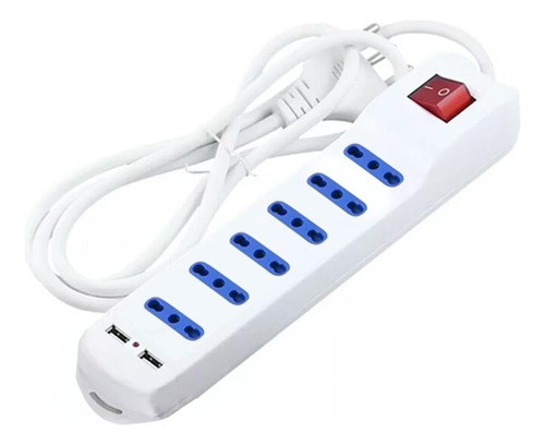 Alargador Multiple 6 Tomas Y 2 Usb 1,5 Mts Blanco