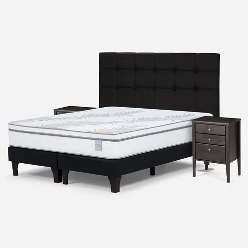 Cama Europea Neo Plus King + Muebles Issey Grafito