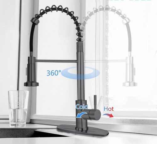 Imagen 3 de 10 de Mezcladora D/cocina P/lavadero C/extensión Desplegable Black