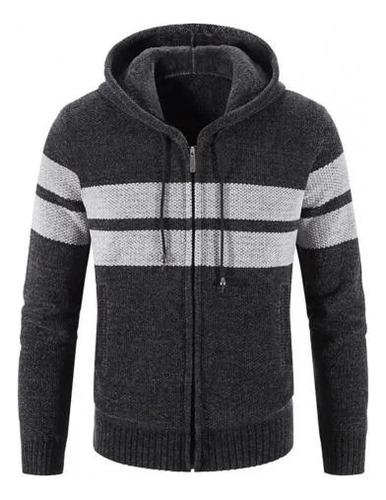 Suéter Con Capucha A Rayas Para Hombre, Suéter Con Bolsillos
