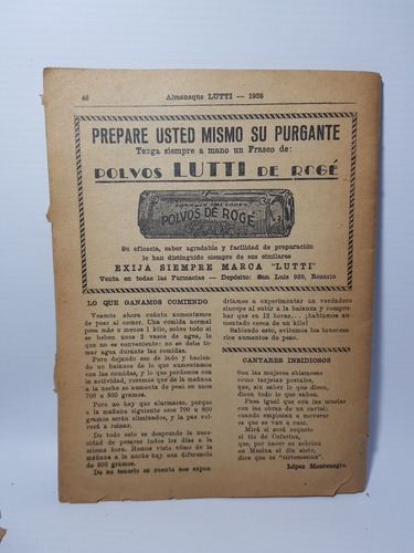 Imagen 8 de 8 de Antiguo Almanaque Lutti 1938 Mag 56831