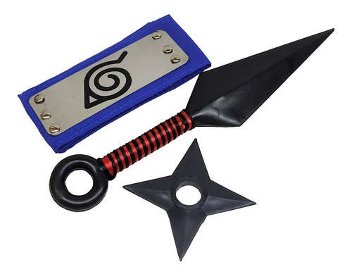 Set Naruto Shippuden Kunai + Shuriken + Banda Hoja Azul