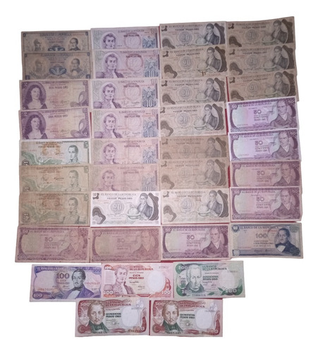 37 Billetes Colombianos Antiguos