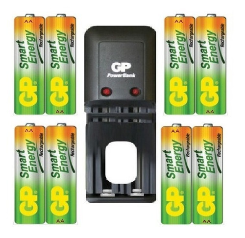 Cargador Gp + 8 Baterías Pilas Recargables Aa Original