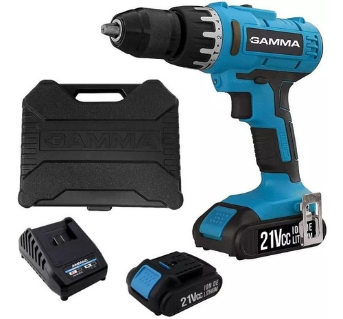 Imagen 2 de 7 de Taladro percutor atornillador inalámbrico de 13mm Gamma G12301 21V + accesorios con maletín de transporte 110V/220V
