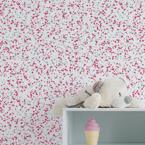 Papel Parede Infantil Adesivo Bolinhas Em Rosa 270x57cm