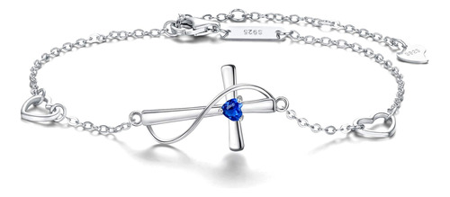 Fanze Pulsera Con Cruz De Fe, Esperanza Y Amor De Plata De L