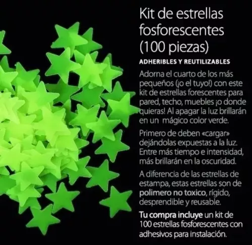 Kit de 540 Estrellas Fosforescentes + Plantilla de 21.5 ft². Reproducción  Exacta del Cielo + 2 MAP con indicaciones. Para 2 Techos o Paredes.