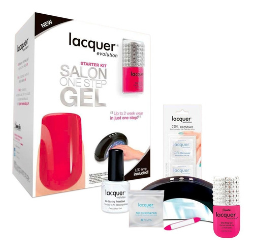 Kit De Inicio Gel De Un Solo Paso Con Lampara Led Lacquer Color Candy Pink 002