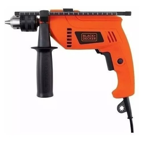 Imagen 3 de 4 de Taladro percutor atornillador eléctrico de 13mm Black+Decker HD650K 650W + accesorios con maletín de transporte 220V 50Hz