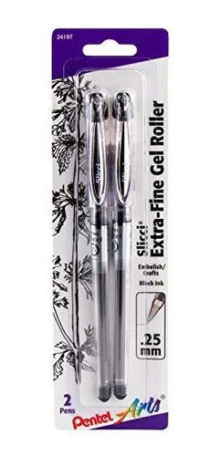 Pentel Artes Slicci Extra Fina Pluma De Gel, Tinta Negro 2-p