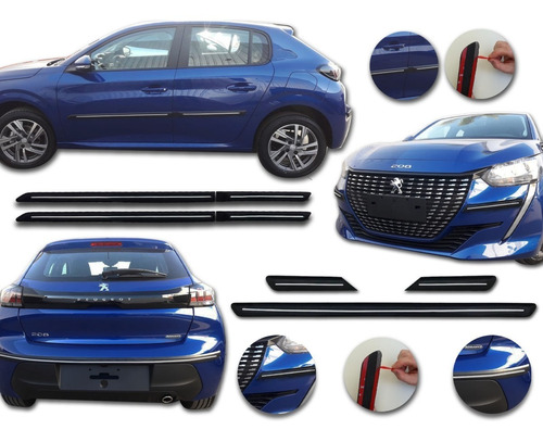 Kit Protección Baguetas + Paragolpe Cromo Peugeot 208 Kenny