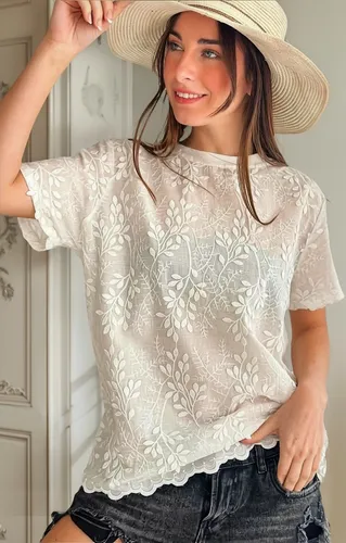 Blusa Remera Broderi Calada Bordada Zozulka