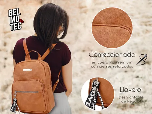 Mochila Ecocuero Urbana Mujer Dama Cartera Liviana