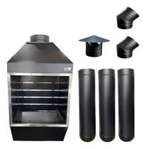 Comprar Churrasq. De Parede 70cm X 50cm Preta Kit 3 Dutos + Curvas