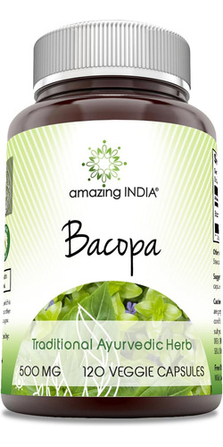 Bacopa 500 Mg 120  Capsulas Vegetales Suplemento Natural